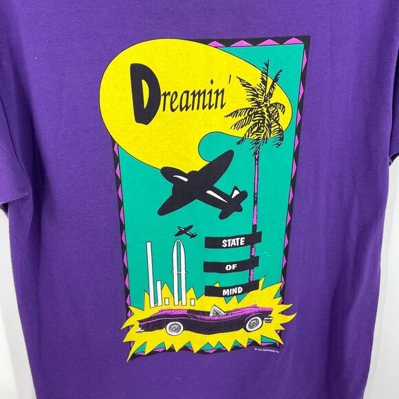 Vintage Sun Sportswear USA Made Dreamin' State Of Mind T-shirt Women's Large - Picture 8 of 9